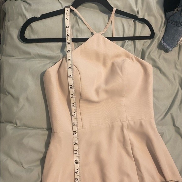 Azazie size 8 Cream Juliet Dress High Neck Halter Floor Length Bridesmaid Dress - Picture 12 of 12